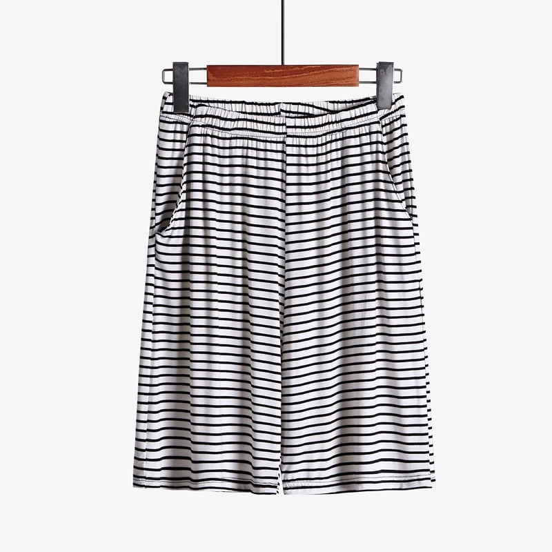Pantalones Cortos Holgados a Rayas de Tallas Grandes para Estar por Casa