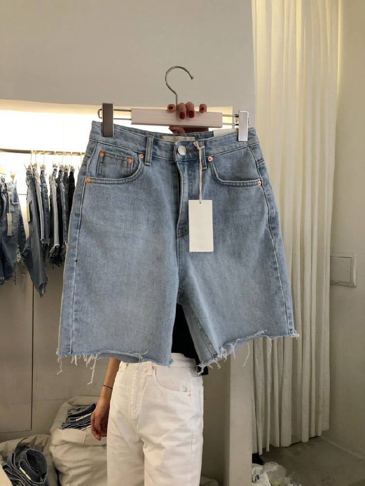 Shorts Vaqueros Casuales Sueltos de Cinco Puntos para Mujer